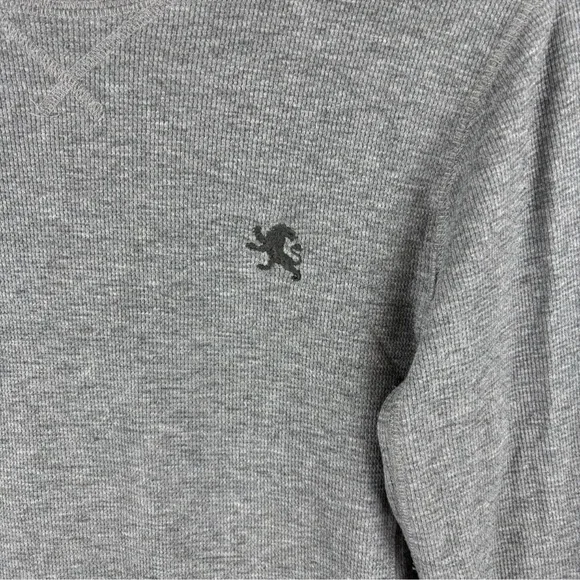 Express Mens 90s Y2K Thermal Long Gray Lion Sleeve Shirt Casual Loungewear Small - Picture 5 of 5